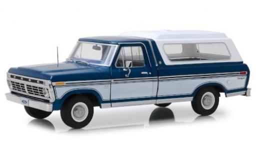 Modelauto Ford F-100 Pickup 00 metallic blauw/wit 1975 avec d&Atilde;&copy;tachable Ladeabdeckung 1/18 Greenlight