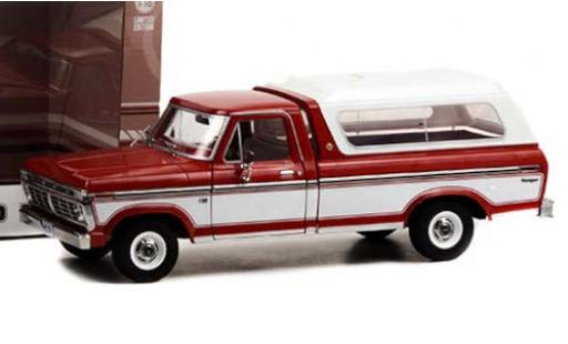 Modelauto Ford F-100 Pickup 00 Pick Up rood/wit 1975 met abnehmbarem HardTop 1/18 Greenlight