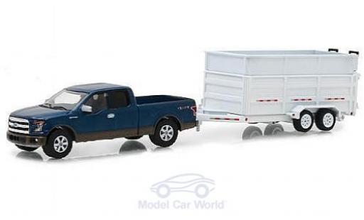 Modelauto Ford F-150 Pickup 50 metallic blauw 2016 met Kippanh&Atilde;&curren;nger 1/64 Greenlight
