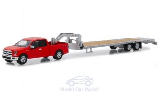 Modelauto Ford F-150 Pickup 50 rood 2017 met Gooseneck Trailer 1/64 Greenlight