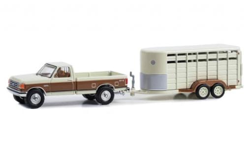 Modelauto Ford F-250 Lariat XLT wit/bruin 1991 1/64 Greenlight