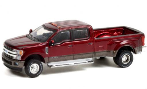 Modelauto Ford F-350 Pickup Dually metallic rood/metallic grijs 2019 1/64 Greenlight