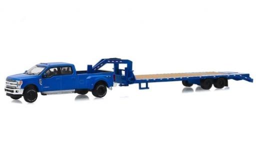 Modelauto Ford F-350 Lariat blauw 2019 avec Zweiachs-Schwanenhalsanh&Atilde;&curren;nger 1/64 Greenlight