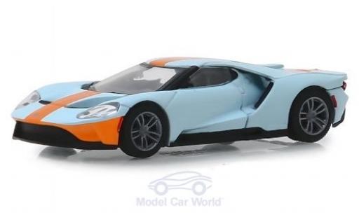 Modelauto Ford GT Heritage Edition blauw/oranje 2019 1/64 Greenlight