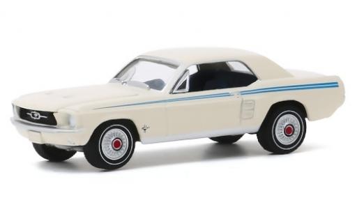 Modelauto Ford Mustang Hardtop Coupe Pacesetter wit/blauw 1967 1/64 Greenlight