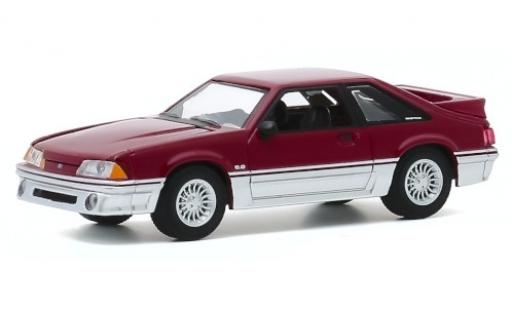 Modelauto Ford Mustang GT rood/grijs 1988 1/64 Greenlight