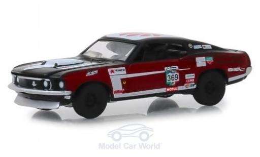Modelauto Ford Mustang Mach 1 zwart/rood No.369 La Carrera Panamericana 1969 1/64 Greenlight
