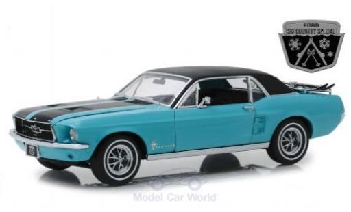 Modelauto Ford Mustang Special Edition Ski Country turquoise/zwart 1967 1/18 Greenlight