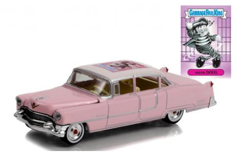 Modelauto Cadillac Fleetwood Sixty Special 60 roze/wit Garbage Pail Kids - Hound Dog 1955 1/64 Greenlight