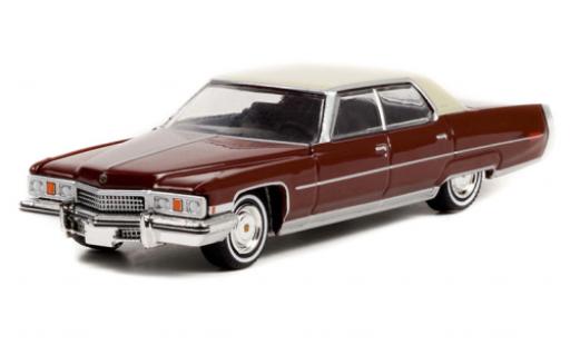 Modelauto Cadillac Sedan Sedan DeVille rood/wit Rocky 1973 1/64 Greenlight