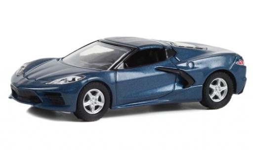 Modelauto Chevrolet Corvette Stingray (C8) 1LT metallic blauw 2020 1/64 Greenlight