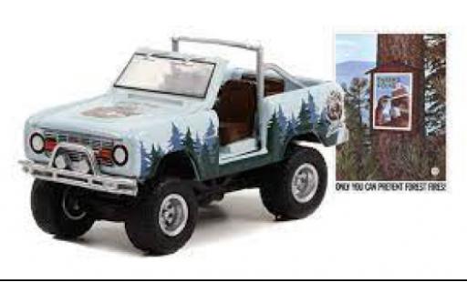 Modelauto Ford Bronco Wagon blauw /D&Atilde;&copy;corer Smokey Bear 1967 1/64 Greenlight