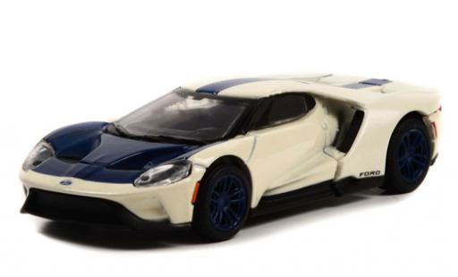Modelauto Ford GT Heritage Edition wit/blauw 2022 1/64 Greenlight