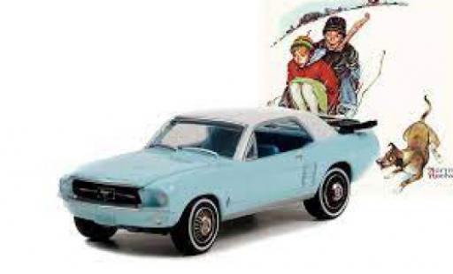 Modelauto Ford Mustang Hardtop blauw/wit Norman Rockwell 1967 1/64 Greenlight