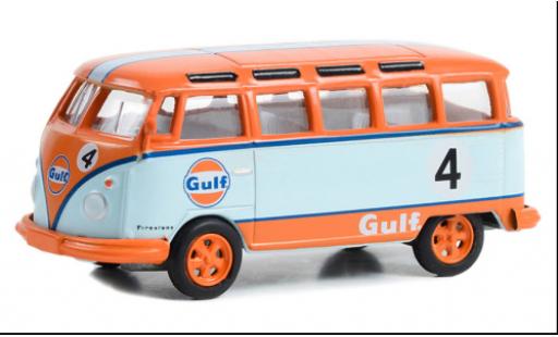 Modelauto Volkswagen T1 B Samba bus oranje/blauw clair Gulf 1964 1/64 Greenlight