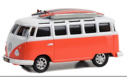 Modelauto Volkswagen T1 B Samba bus rood/wit 1964 1/64 Greenlight