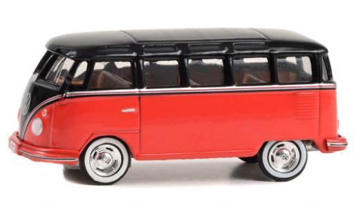 Modelauto Volkswagen T1 B Samba bus rood/zwart 1956 1/64 Greenlight