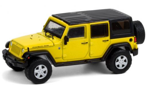 Modelauto Jeep Wrangler Rubicon geel 2008 kap abnehmbar 1/64 Greenlight