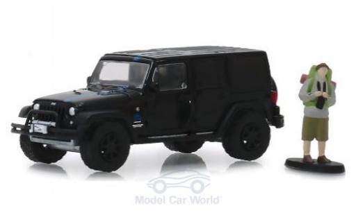 Modelauto Jeep Wrangler Limited Unlimited 2012 met Backpacker-Figur 1/64 Greenlight