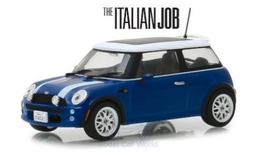 Modelauto Mini Cooper Base blauw/wit RHD The Italian Job 2003 1/43 Greenlight