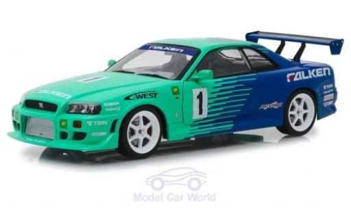 Modelauto Nissan Skyline R34 GT-R (BNR34) RHD Falken Tires 1999 1/18 Greenlight