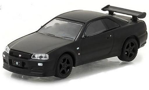 Modelauto Nissan Skyline R34 GT-R () mat-zwart 2000 1/64 Greenlight