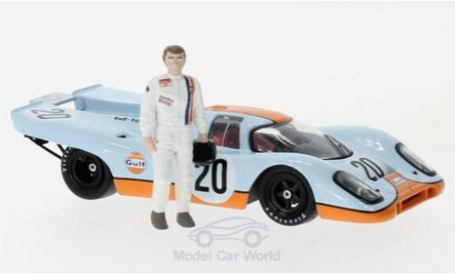 Modelauto Porsche 917 K No.20 Gulf met Figur S.McQueen 1/43 Greenlight