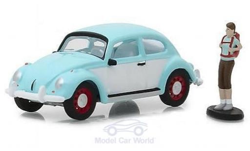 Modelauto Volkswagen Beetle Base blauw/wit met einer m&Atilde;&curren;nnlichen Figur 1/64 Greenlight