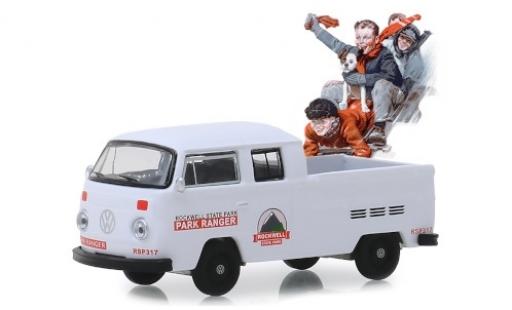Modelauto Volkswagen T2 B DoKa wit/Dekor Rockwell State Park - Park Ranger 1972 1/64 Greenlight