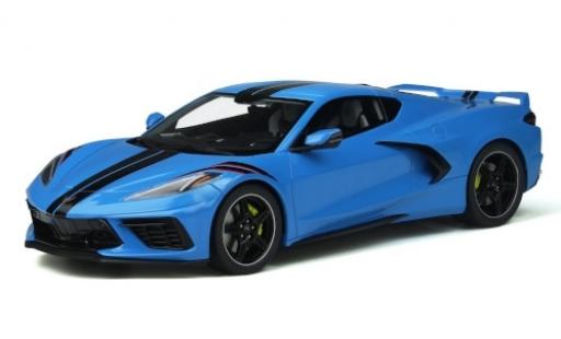 Modelauto Chevrolet Corvette Coupe (C8) blauw/zwart 2020 1/18 GT Spirit