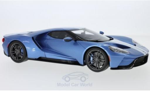 Modelauto Ford GT Berlinetta metallic blauw/wit 2017 1/18 GT Spirit