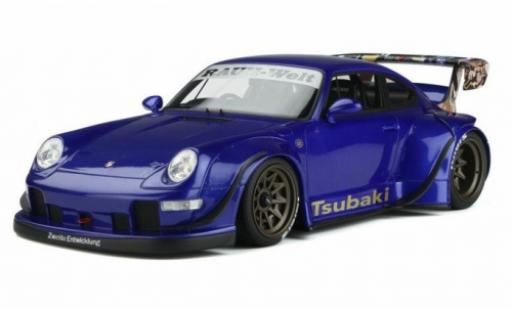 Modelauto Porsche 911 RWB Body Kit metallic blauw RHD Tsubaki 1992 1/18 GT Spirit