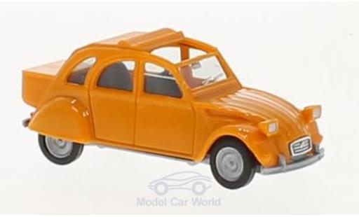 Modelauto Citroen 2 CV Berline oranje met Queue 1/87 Herpa