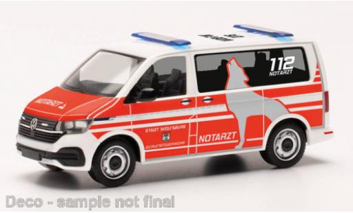 Modelauto Volkswagen T6 T6.1 .1 bus brandweer Wolfsburg 1/87 Herpa