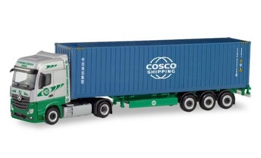 Modelauto Mercedes Actros Bigspace 6x2 EKB / Cosco Container-Sattelzug 1/87 Herpa