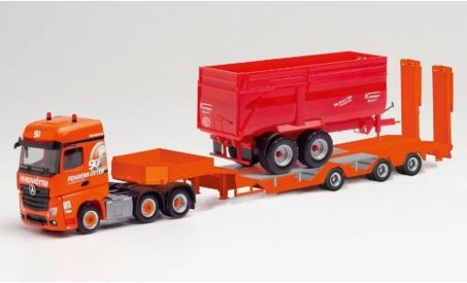 Modelauto Mercedes Actros Bigspace 2.5 6x2 Fehrenk&Atilde;&para;tter 2018 Semitieflader avec Radmulden et Krampe BigBody 650 Premium 1/87 Herpa