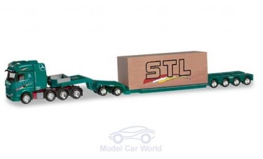 Modelauto Mercedes Actros SLT Logistik Tieflade-Sattelzug met Ladung 1/87 Herpa