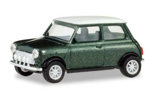 Modelauto Mini Cooper Base metallic groen/wit met Zusatzscheinwerfern 1/87 Herpa
