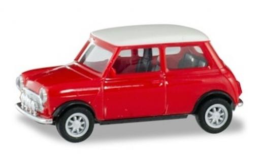Modelauto Mini Cooper Base rood/wit met Zusatzscheinwerfern 1/87 Herpa