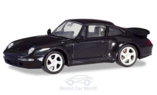 Modelauto Porsche 911 Turbo zwart 1/87 Herpa