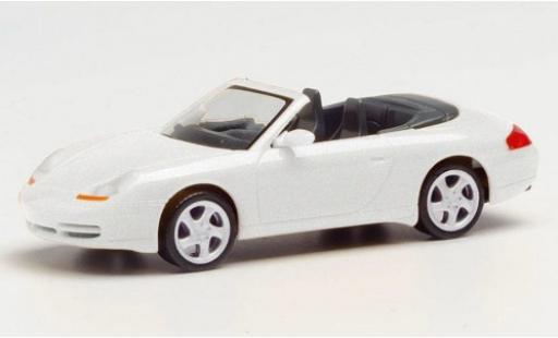Modelauto Porsche 911 Cabriolet Carrera 4 metallic wit 1/87 Herpa