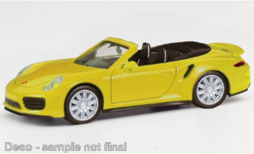 Modelauto Porsche 911 Turbo Cabriolet geel 1/87 Herpa
