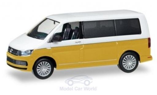 Modelauto Volkswagen T6 T6 Multivan Bicolor wit/metallic geel 1/87 Herpa