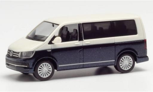 Modelauto Volkswagen T6 T6 wit/metallic blauw 1/87 Herpa