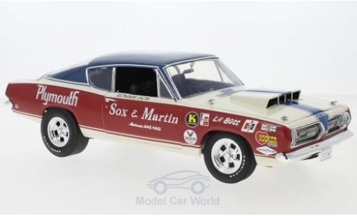 Modelauto Plymouth Barracuda 1968 wit/rood Sox & Martin 1/18 Highway 61