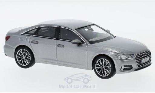 Modelauto Audi A6 berline Sedan metallic grijs 2018 1/43 iScale