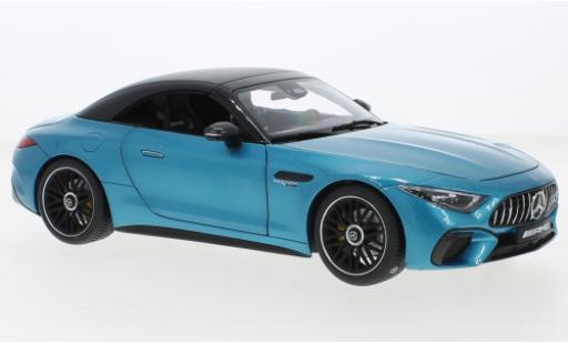 Modelauto Mercedes SL Base 63 AMG (R232) metallic blauw 2021 1/18 iScale