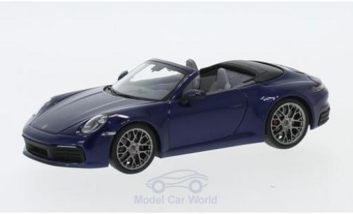 Modelauto Porsche 911 4S Carrera Cabriolet metallic blauw 2019 1/43 Minichamps