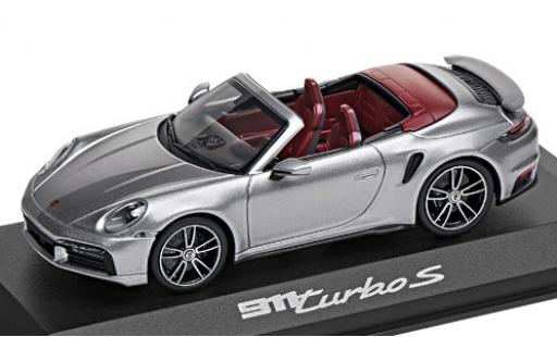 Modelauto Porsche 911 Turbo s Cabriolet grijs 2020 1/43 Minichamps