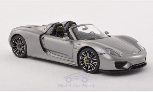 Modelauto Porsche 918 2013 Spyder metallic grijs IAA Frankfurt 1/43 Minichamps